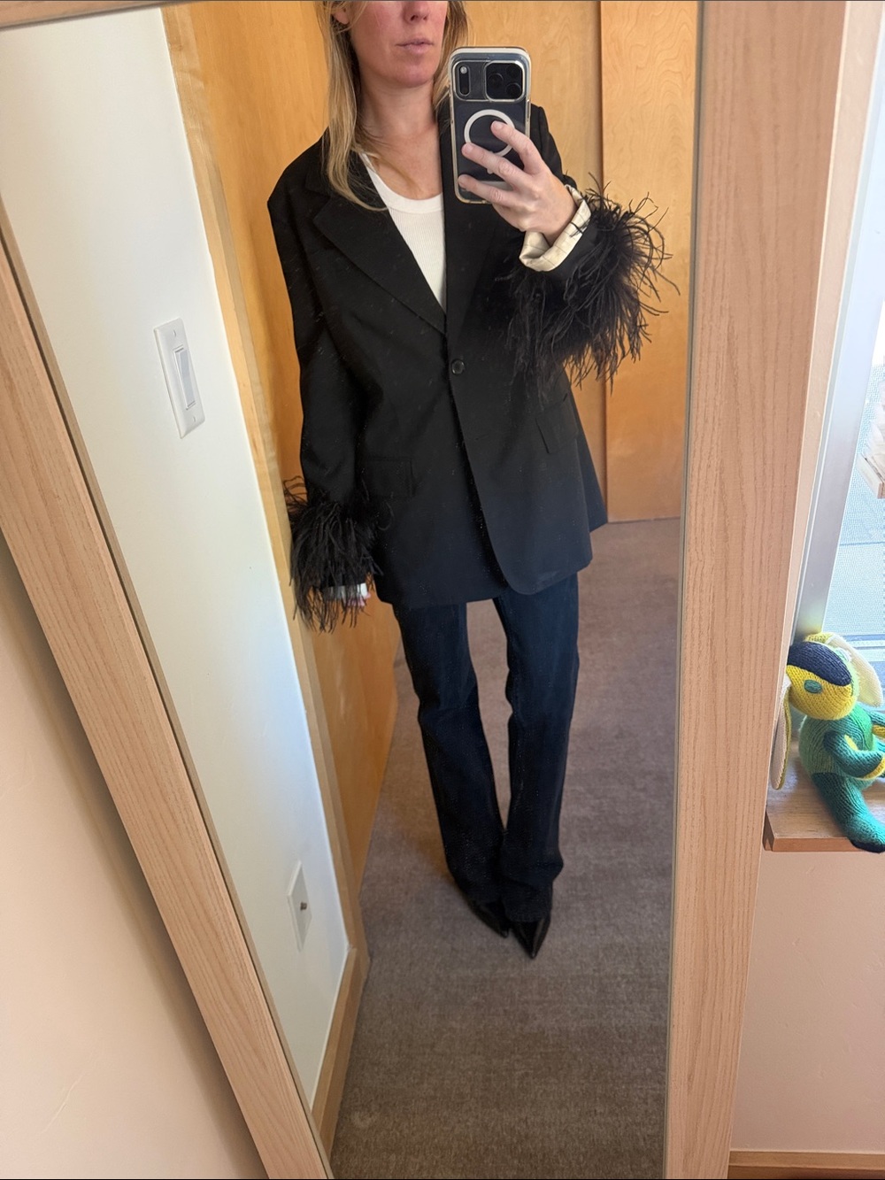 Prada Feather Trim Blazer